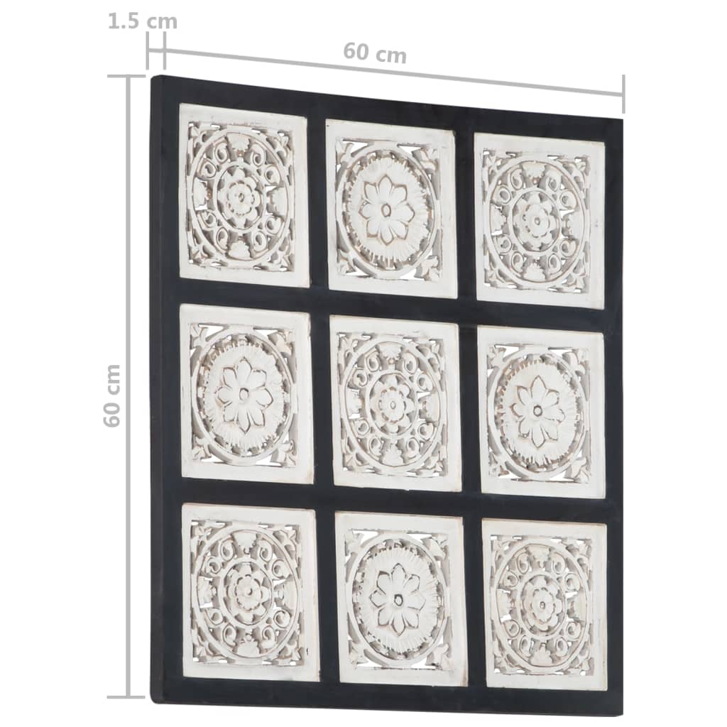 vidaXL Wall Panel Decorative Panel with Hand-Carved Design Framed Wall Art-4