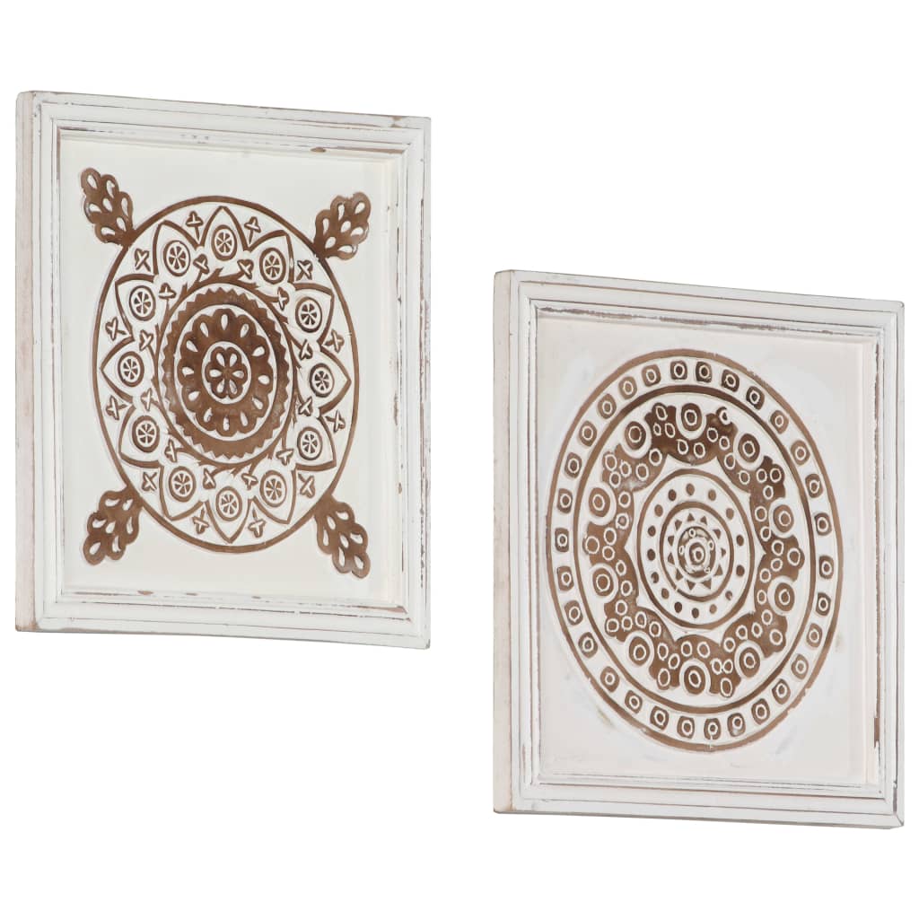 vidaXL Hand-Carved Wall Panels 2 pcs MDF 15.7"x15.7"x0.6"-0