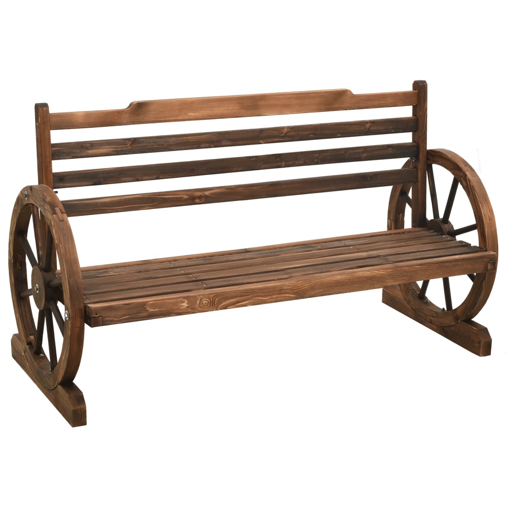 vidaXL Wheel Bench Garden Wooden Wheel Bench with Backrest Solid Wood Fir-1