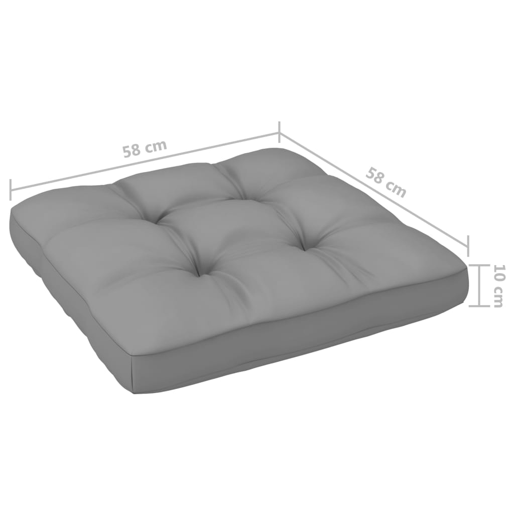 vidaXL Pallet Cushion Gray 22.8"x22.8"x3.9" Fabric-4