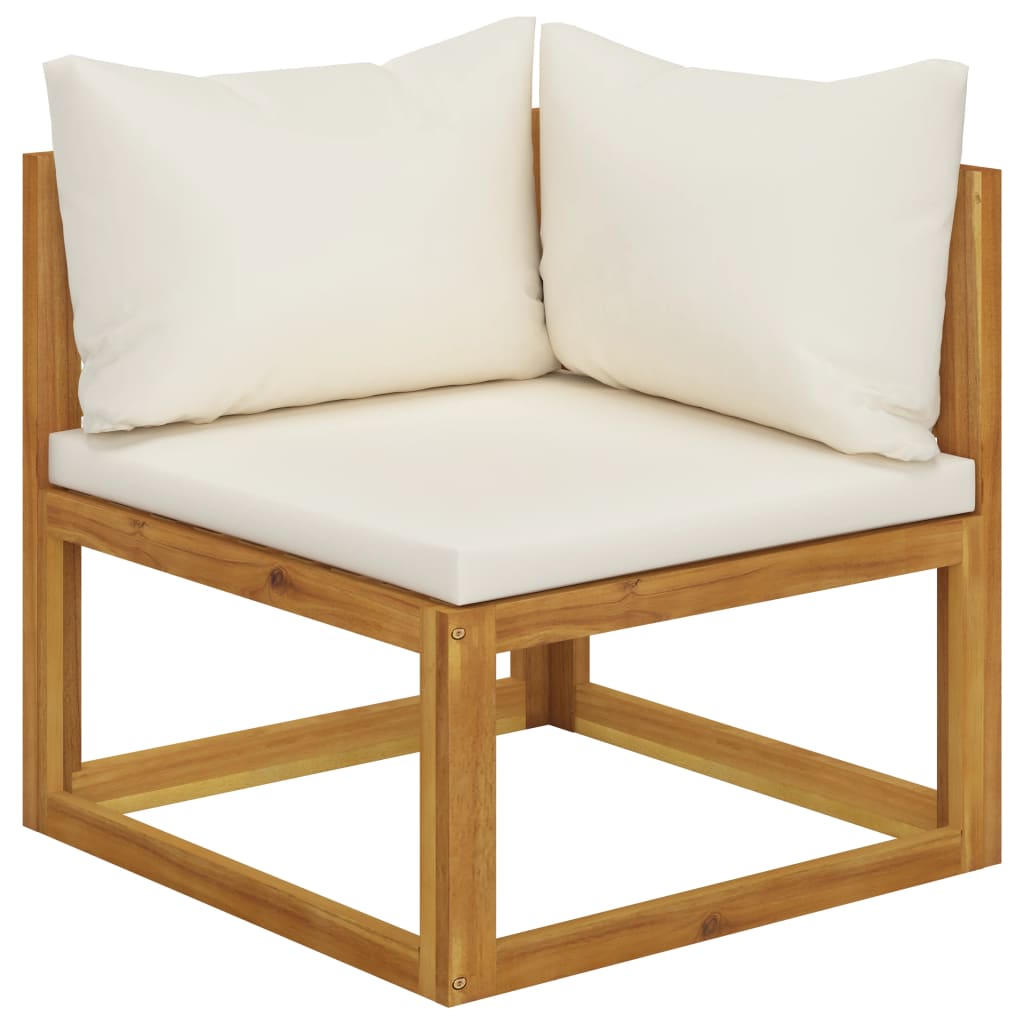 vidaXL 6 Piece Patio Lounge Set with Cushion Cream Solid Acacia Wood-4