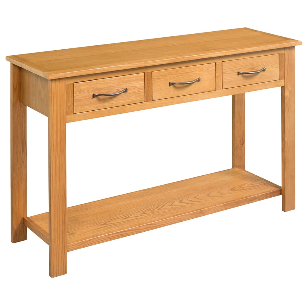 vidaXL Console Table 43.3"x13.7"x29.5" Solid Oak Wood-0