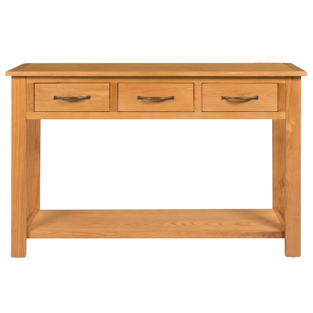 vidaXL Console Table 43.3"x13.7"x29.5" Solid Oak Wood-1