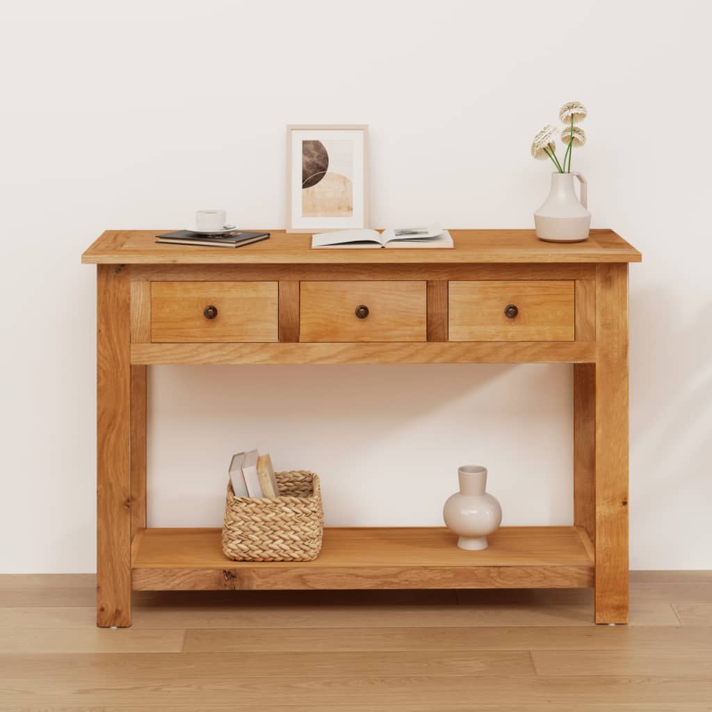 vidaXL Console Table 43.3"x13.7"x29.5" Solid Oak Wood-5