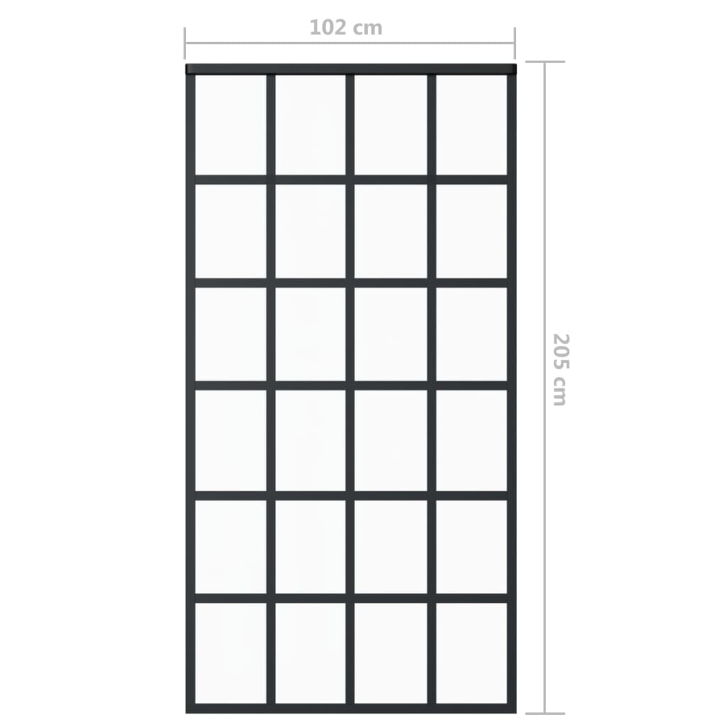 vidaXL Sliding Door ESG Glass and Aluminum 40.2"x80.7" Black-3