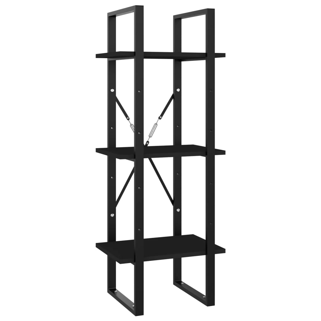 vidaXL 3-Tier Book Cabinet Black 15.7"x11.8"x41.3" Engineered Wood-1