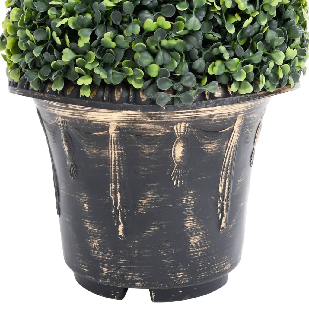 vidaXL Artificial Topiary Tree Boxwood Plant with Pot Faux Boxwood Green 46.1"-4