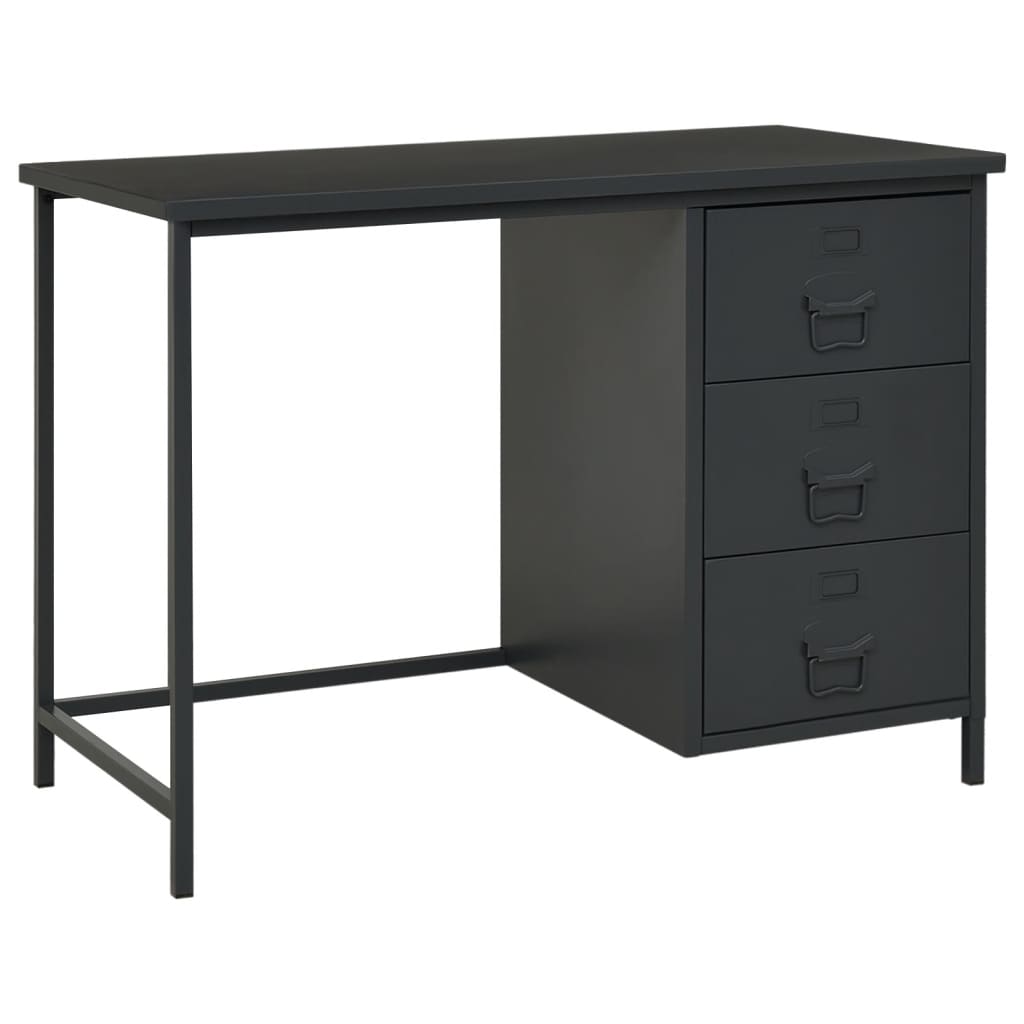 vidaXL Desk Industrial Home Office Study Desk Computer Desk with Drawers Steel-3