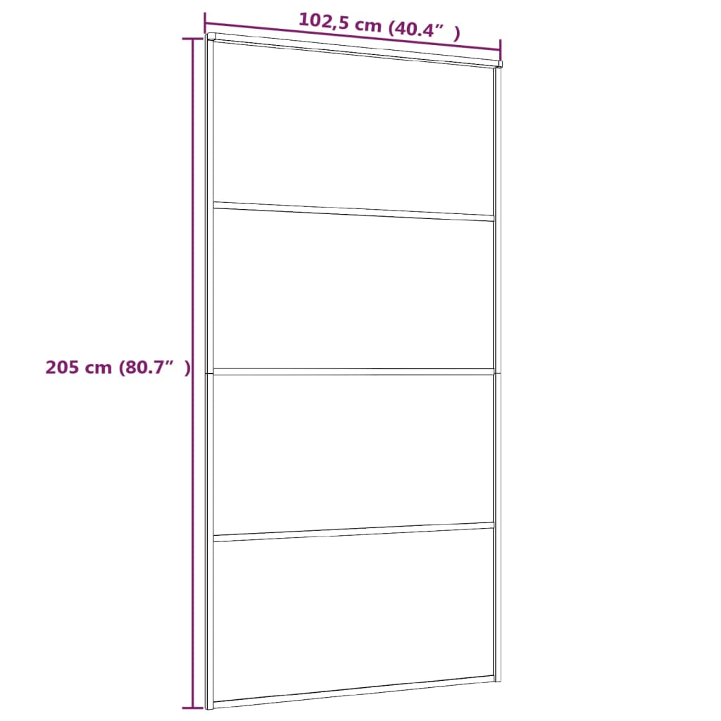 vidaXL Sliding Door Frosted ESG Glass and Aluminum 40.4"x80.7" Black-3