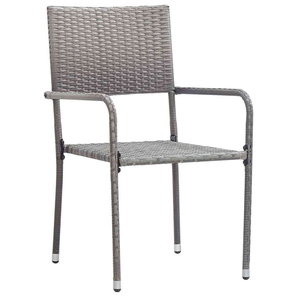 vidaXL Patio Dining Chairs 4 pcs Stackable Gray Poly Rattan-1