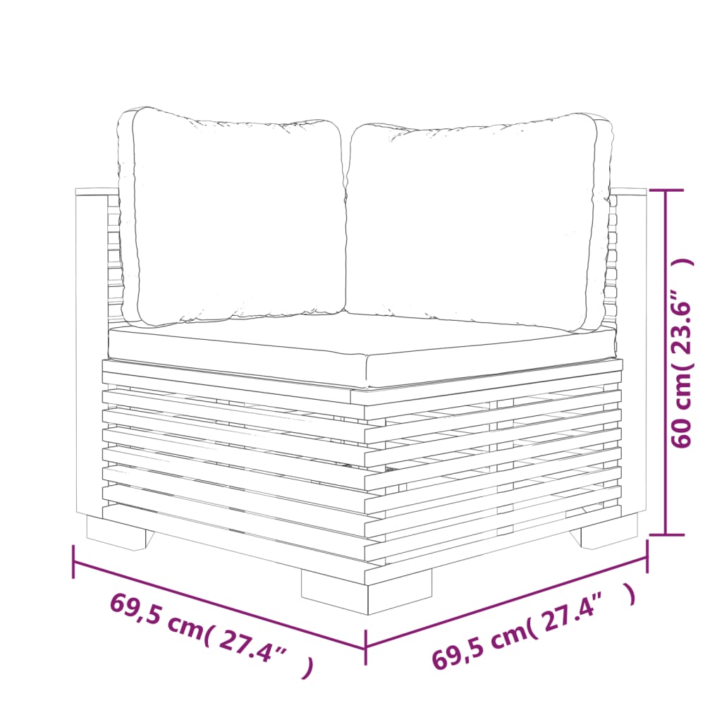 vidaXL 8 Piece Patio Lounge Set with Cushions Solid Wood Teak-7