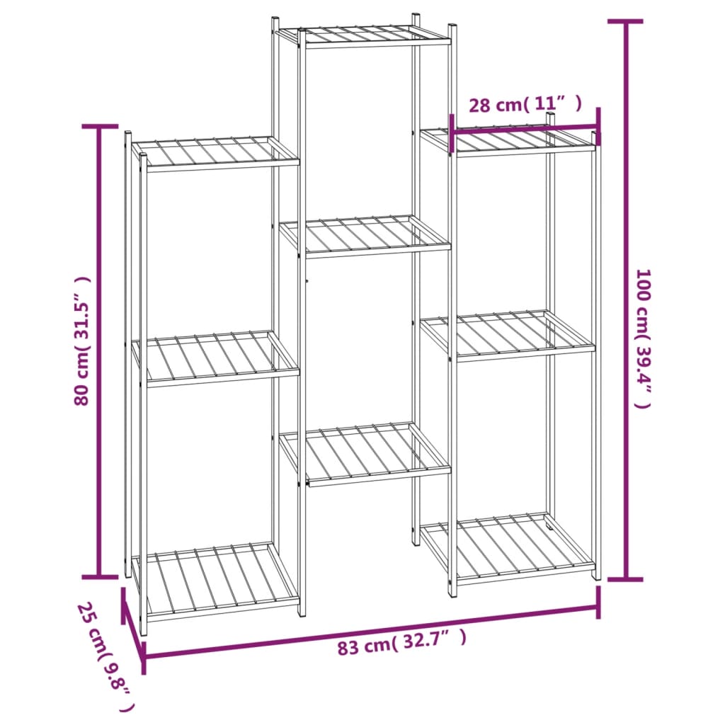 vidaXL Flower Stand 32.7"x9.8"x39.4" Black Iron-1