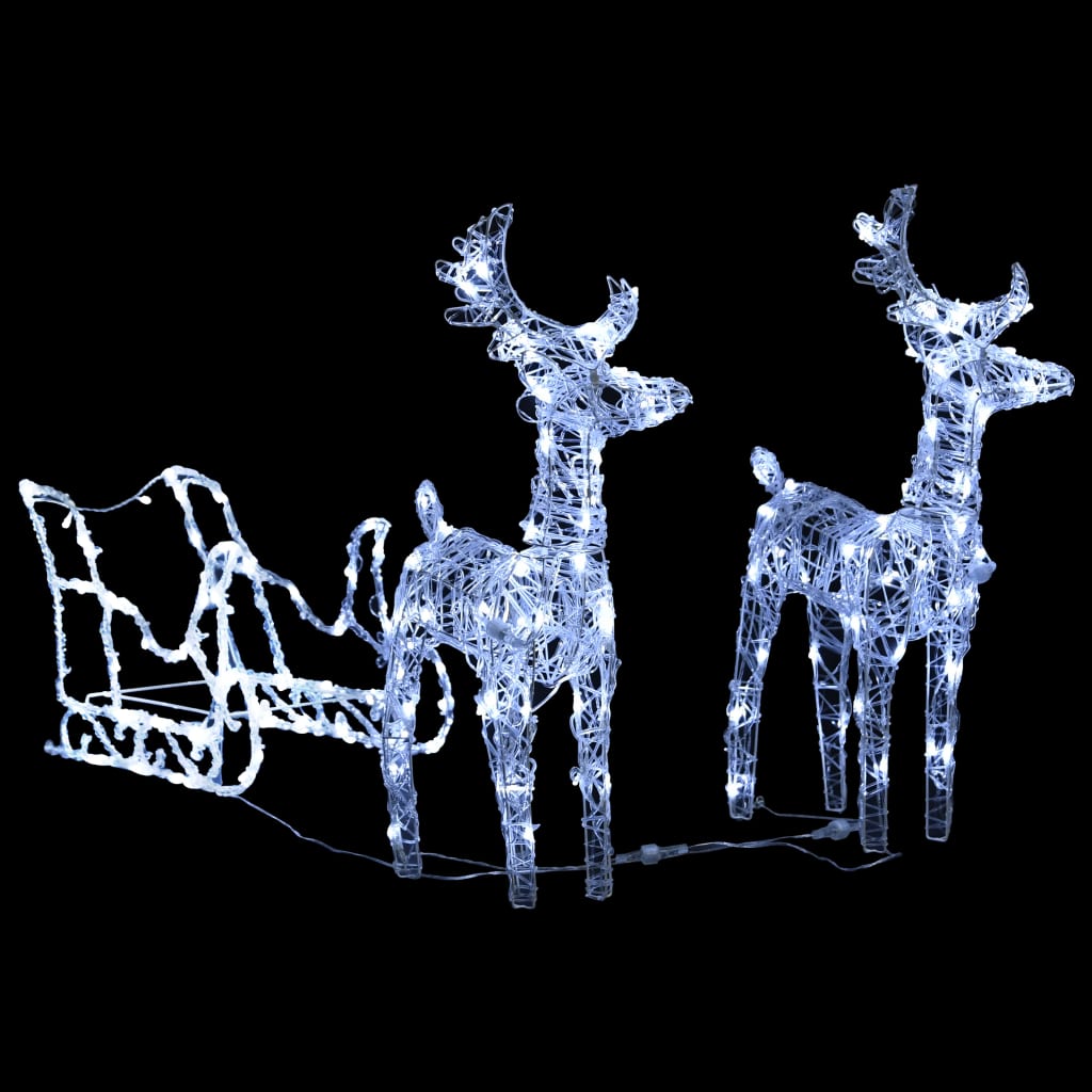 vidaXL Reindeers & Sleigh Christmas Decoration 240 LEDs Acrylic-1