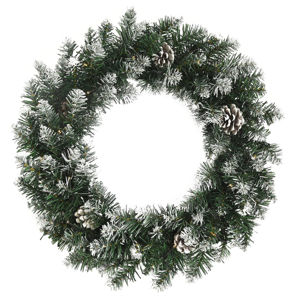 vidaXL Christmas Wreath Artificial Xmas Garland with LED Lights Green PVC-2