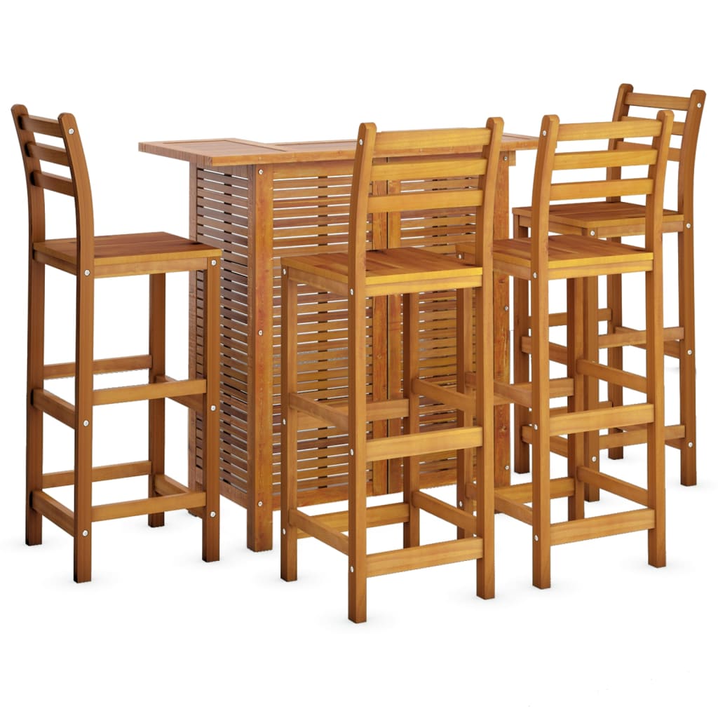 vidaXL 5 Piece Patio Bar Set Solid Wood Acacia-3