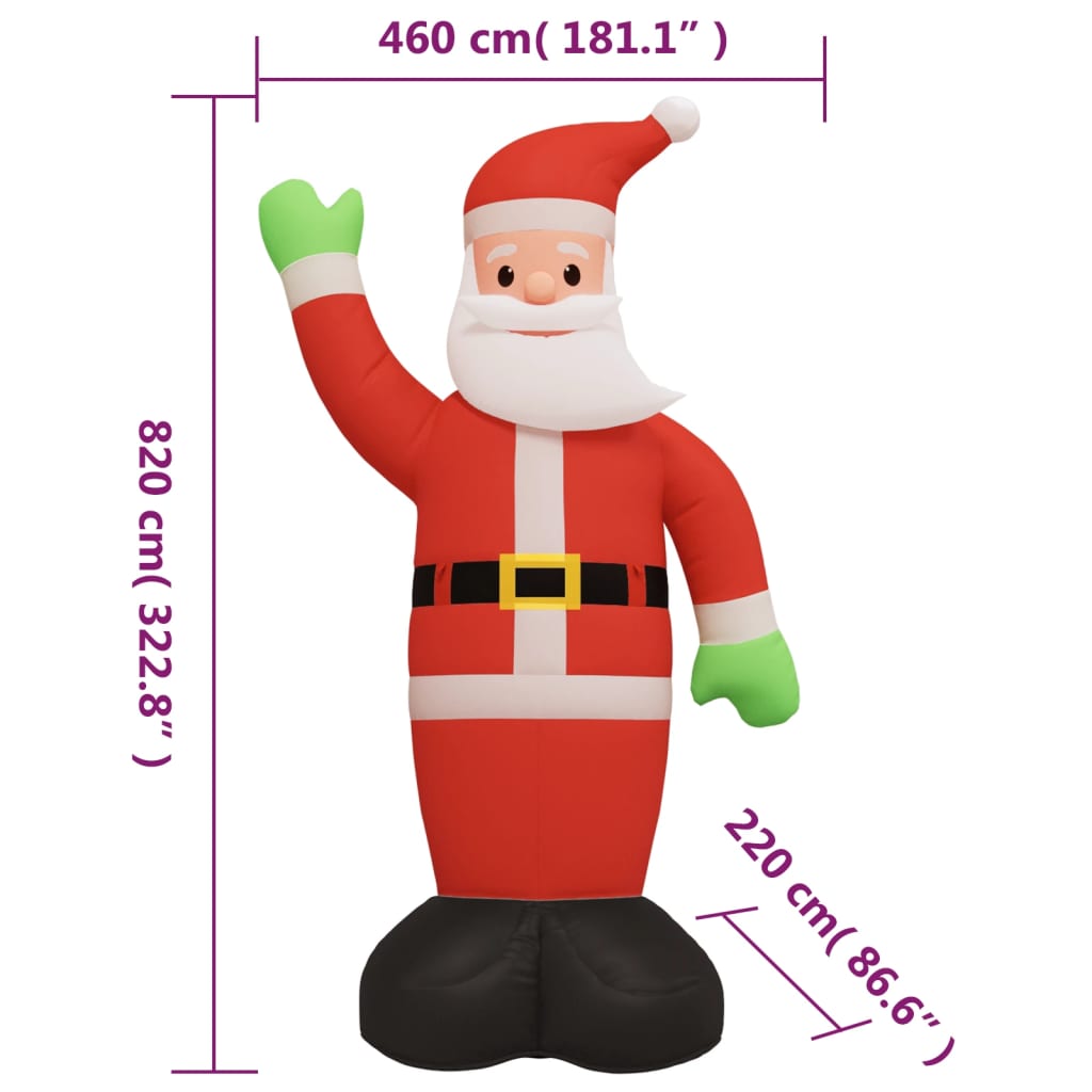 vidaXL Inflatable Santa Claus Xmas Decoration with LEDs Christmas Lighting-4