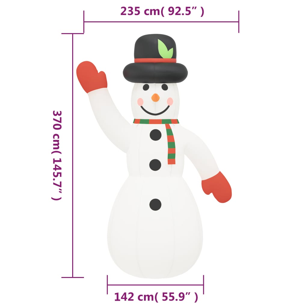 vidaXL Inflatable Snowman Holiday Blow up Ornaments Decorations with LEDs-2