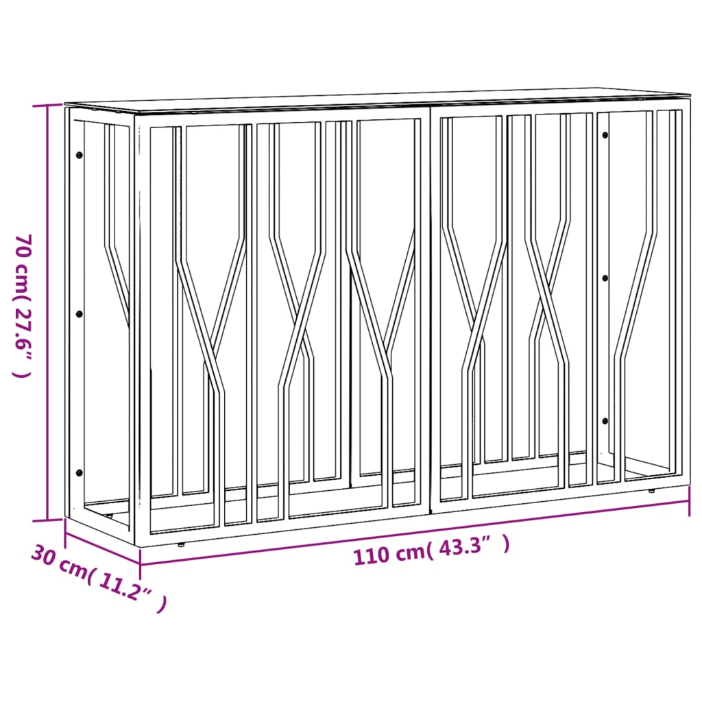 vidaXL Console Table 43.3"x11.8"x27.6" Stainless Steel and Glass-4