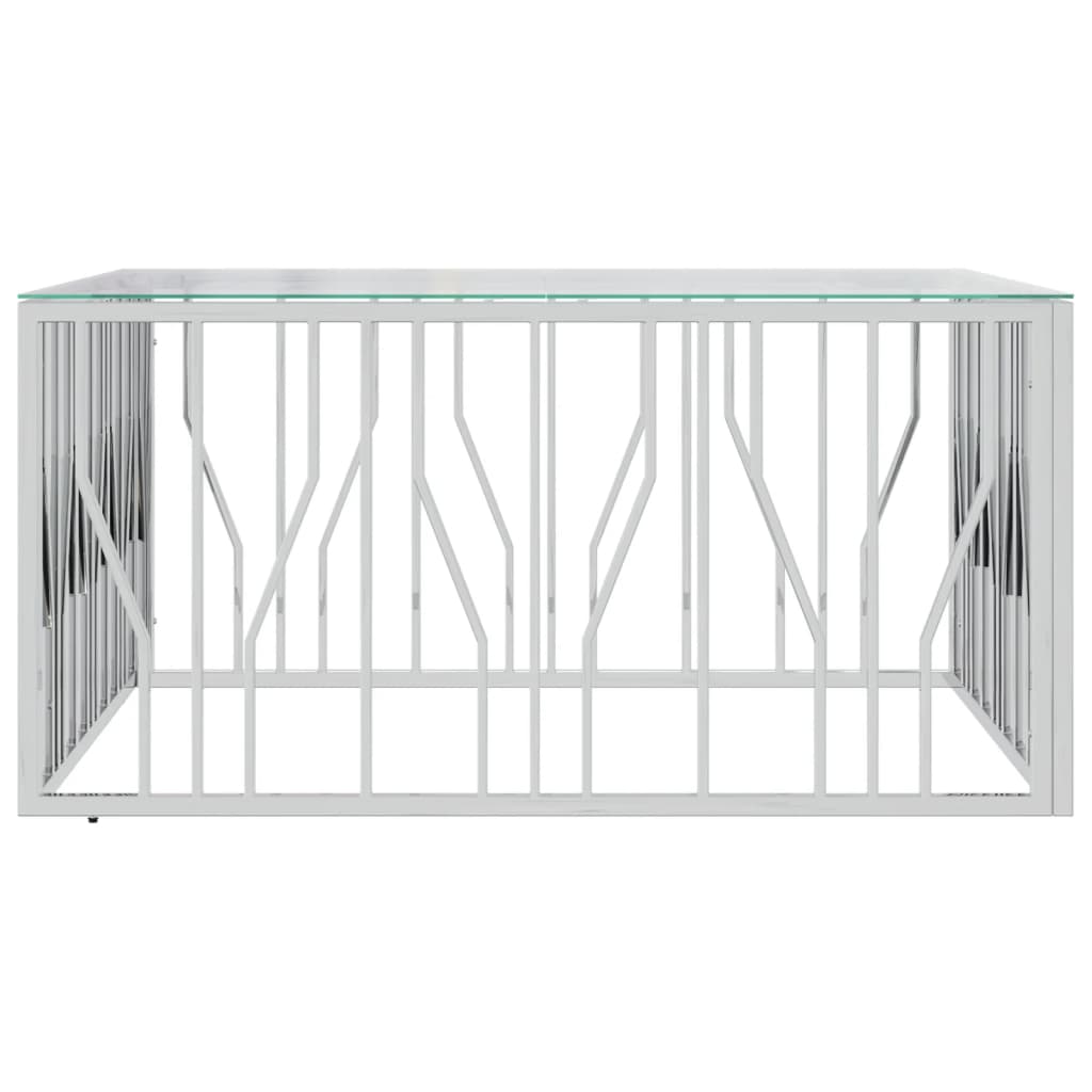 vidaXL Coffee Table 39.4"x39.4"x19.7" Stainless Steel and Glass-2