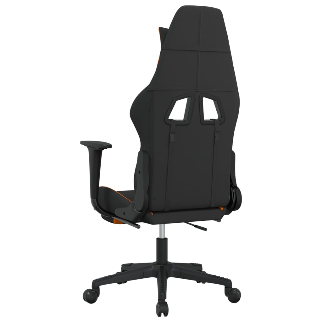 vidaXL Gaming Chair with Footrest Black and Orange Fabric-3