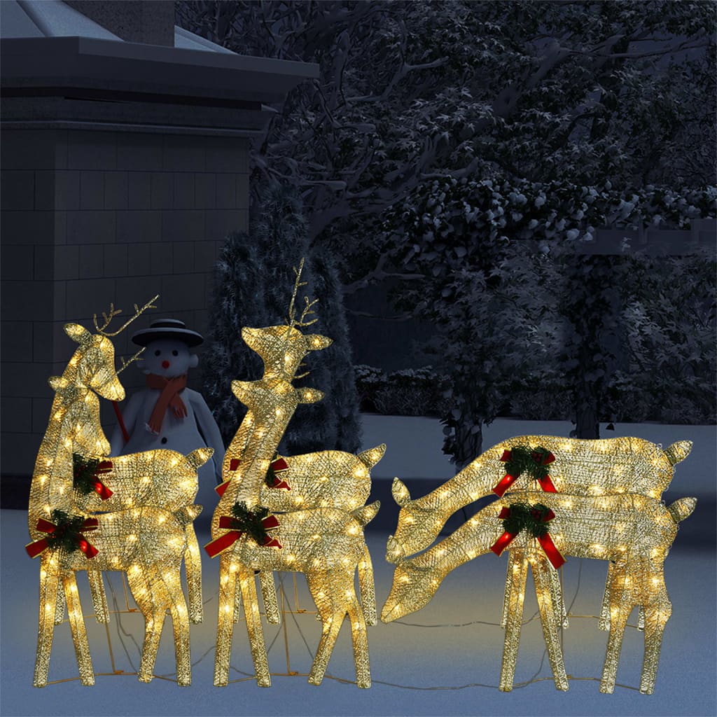 vidaXL Christmas Decoration Reindeer Family Christmas Lighting with LEDs Mesh-5