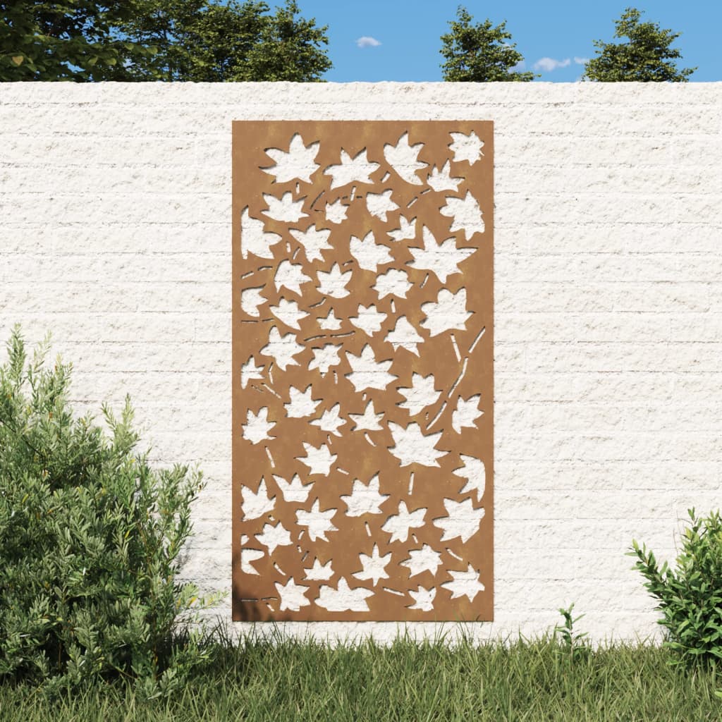 vidaXL Patio Wall Decoration 41.3"x21.7" Corten Steel Maple Leaf Design-0