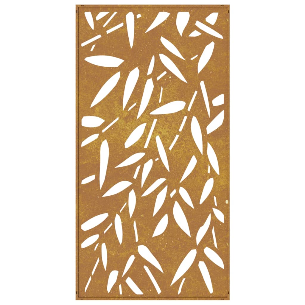 vidaXL Patio Wall Decoration 41.3"x21.7" Corten Steel Bamboo Leaf Design-3