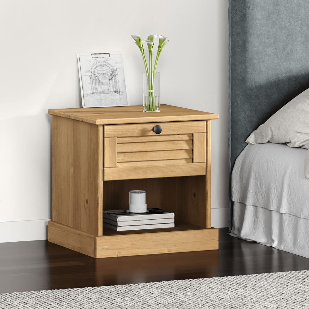 vidaXL Bedside Cabinet Accent Storage Side End Table Office Solid Wood Pine-5