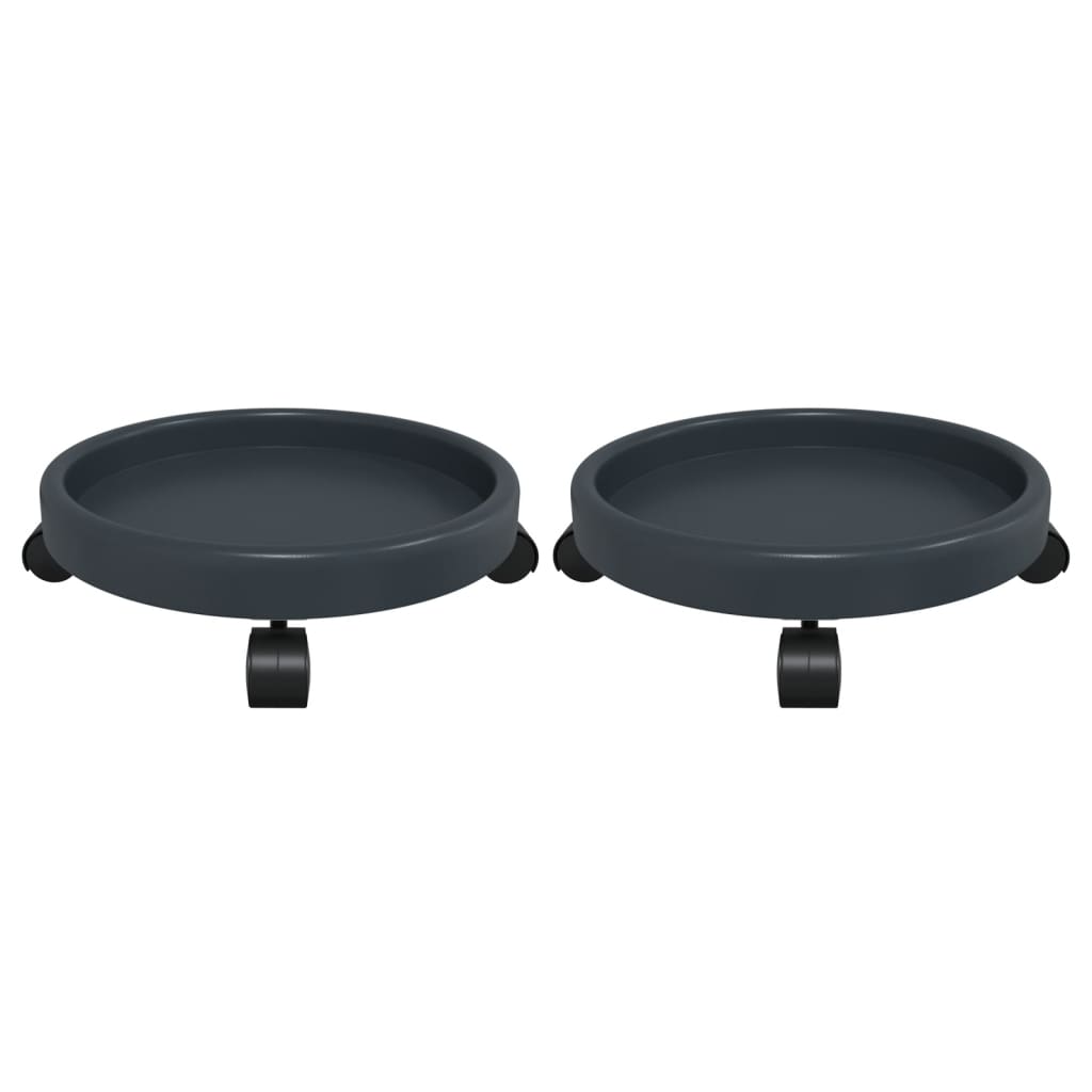 vidaXL Plant Trolleys with Wheels 2 pcs Gray Diameter 13.4" 77.2 lb-1