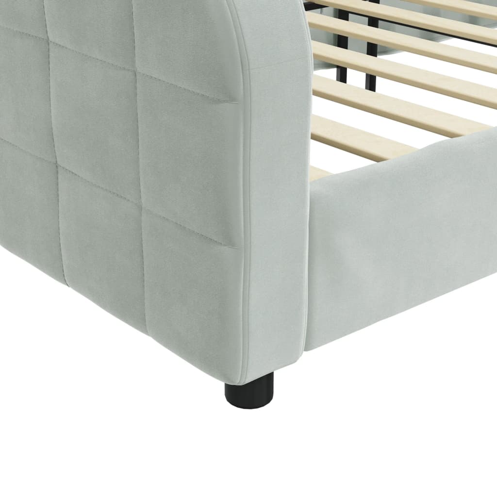 vidaXL Day Bed Light Gray 39.4"x74.8" Twin Velvet-4