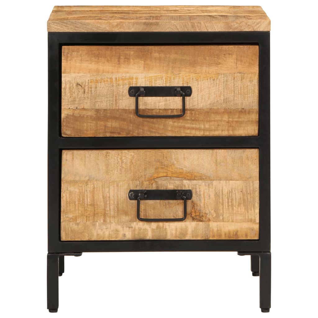 vidaXL Bed Cabinet with 2 Drawers 15.7"x13.8"x20.9" Solid Rough Wood Mango-2