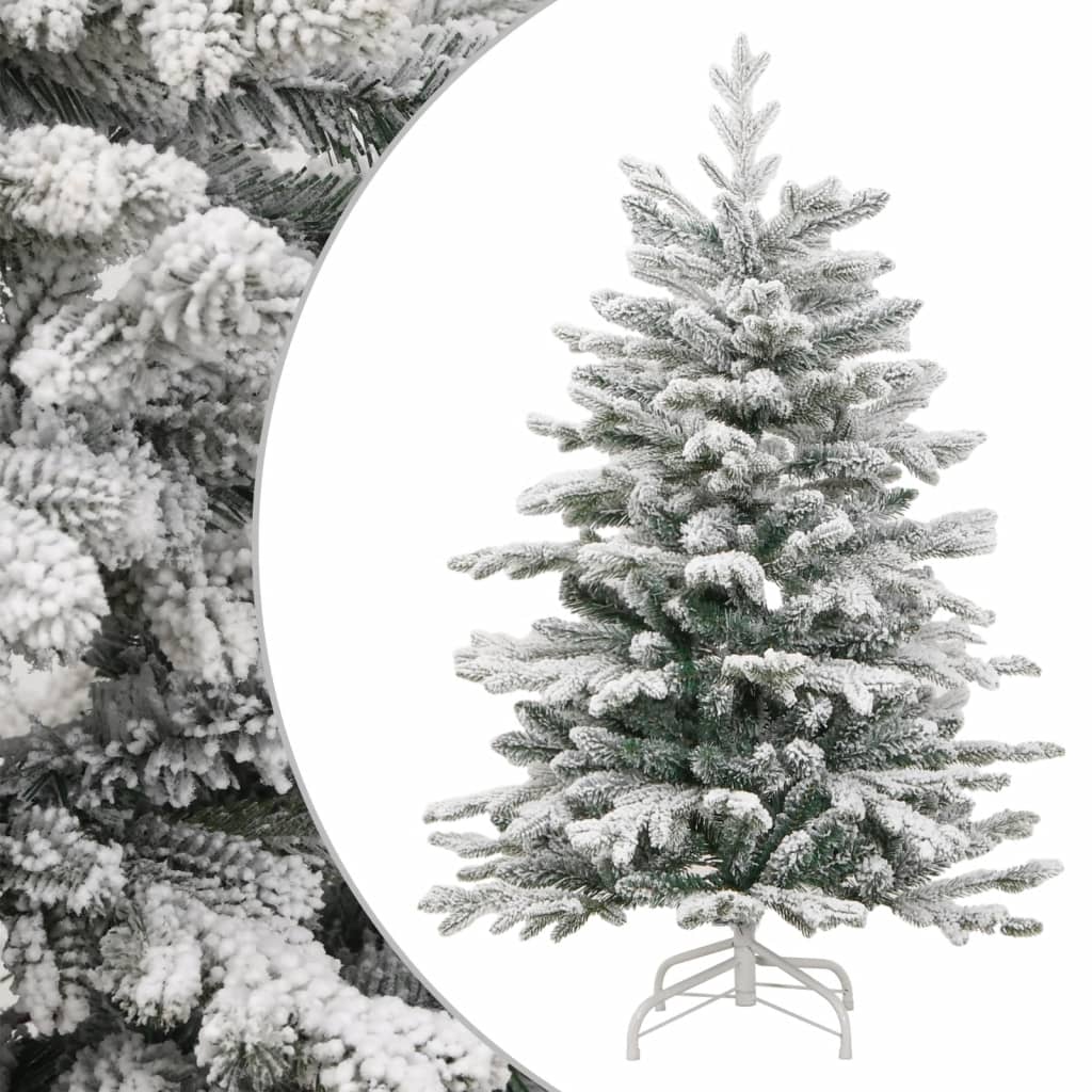 vidaXL Artificial Hinged Christmas Tree with Flocked Snow 70.9"-0