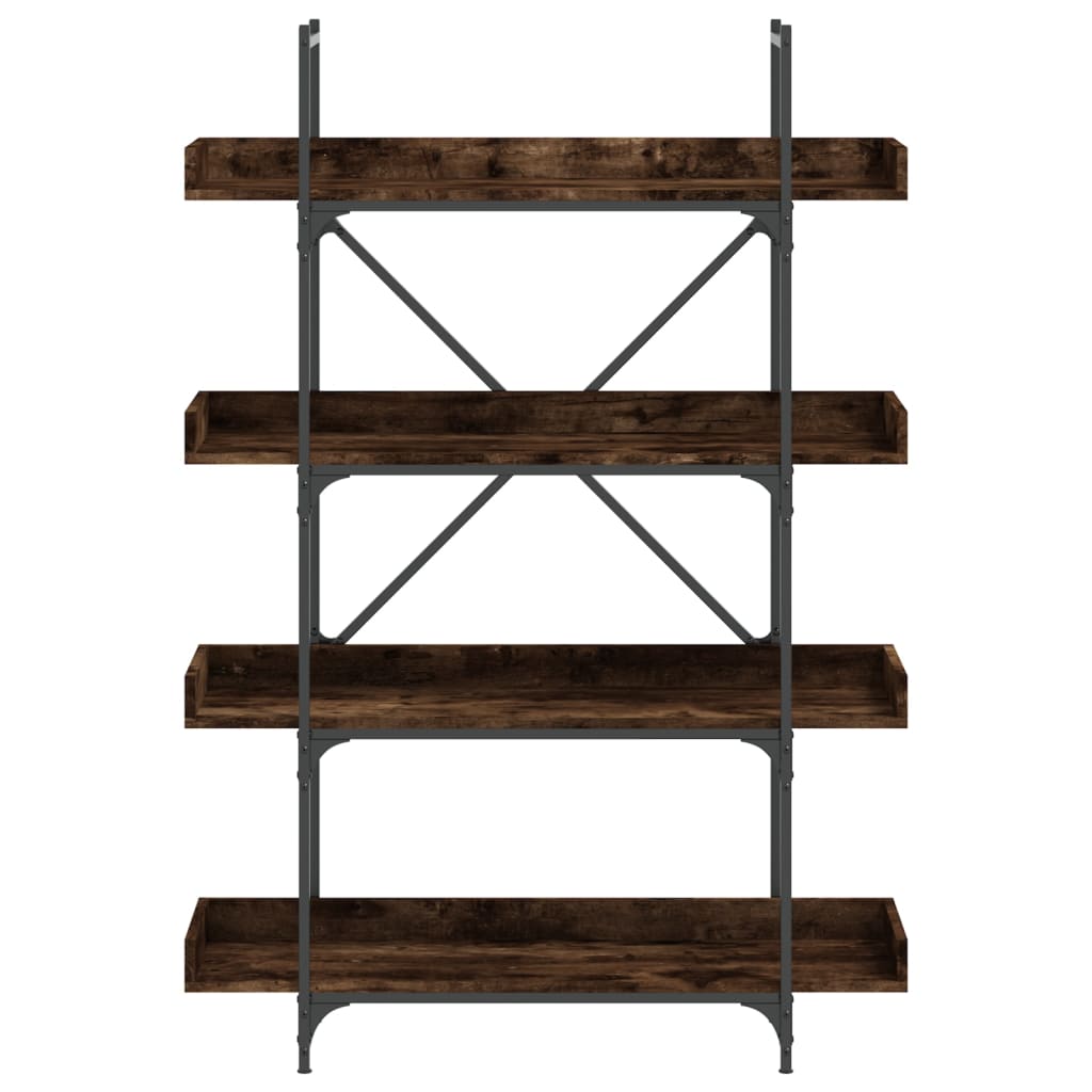 vidaXL Bookcase 4-Tier Smoked Oak 39.4"x13"x57.3" Engineered Wood-3