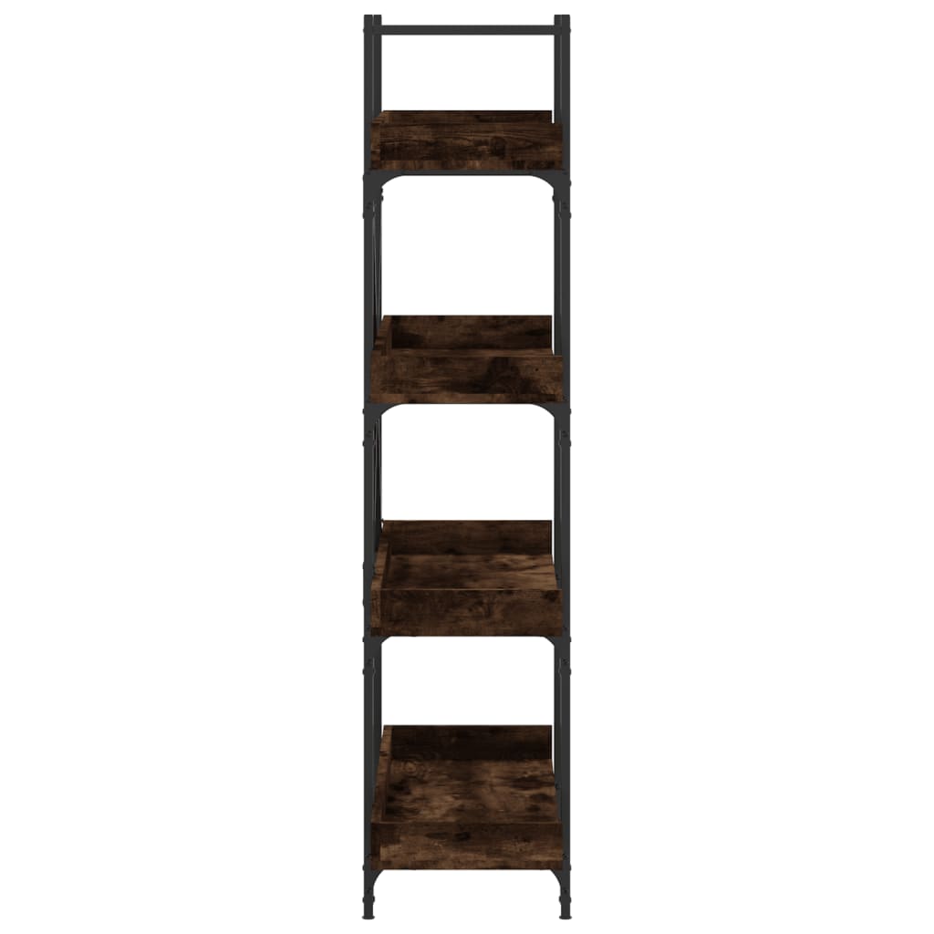 vidaXL Bookcase 4-Tier Smoked Oak 39.4"x13"x57.3" Engineered Wood-4