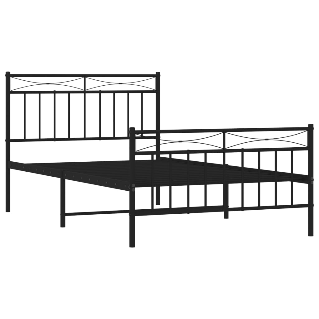 vidaXL Metal Bed Frame with Headboard and Footboard Black 39.4"x78.7"-2