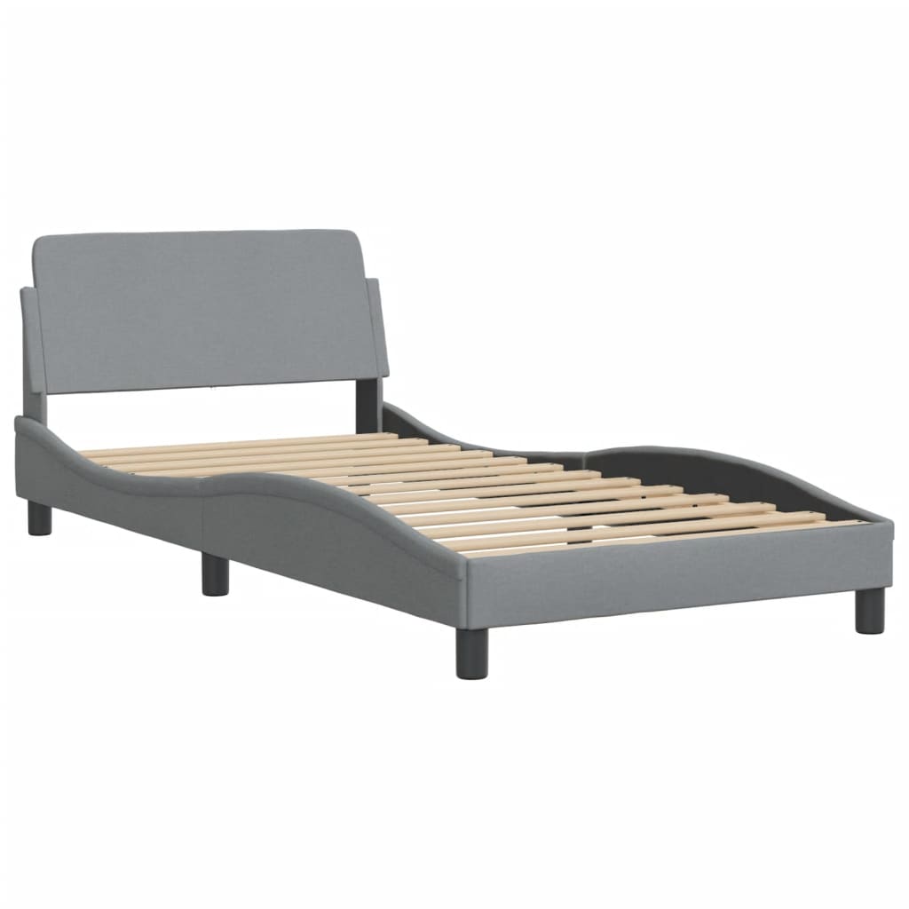 vidaXL Bed Frame with Headboard Dark Gray 39.4"x79.9" Twin XL Fabric-70