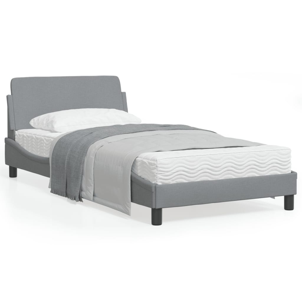 vidaXL Bed Frame with Headboard Dark Gray 39.4"x79.9" Twin XL Fabric-78