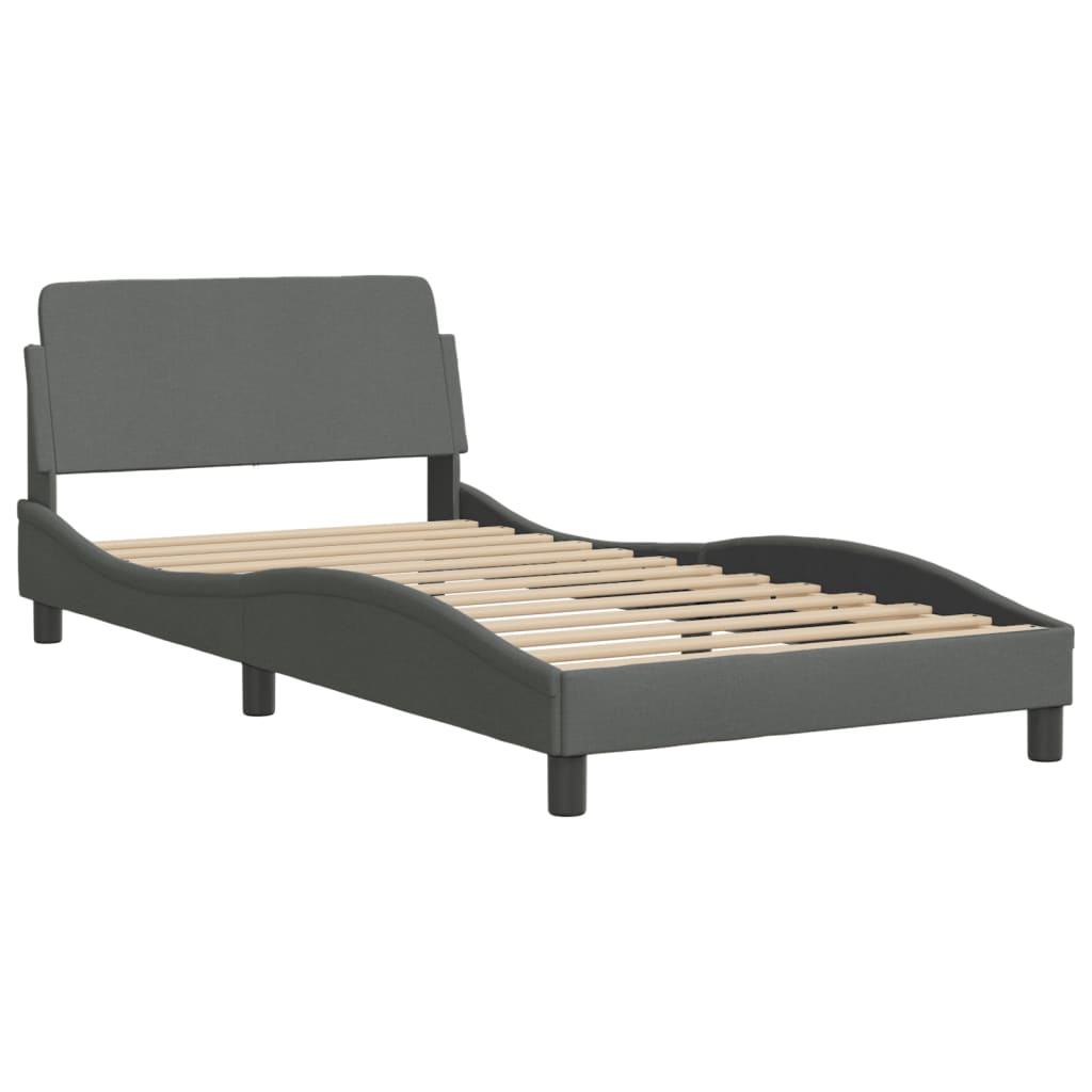 vidaXL Bed Frame with Headboard Dark Gray 39.4"x79.9" Twin XL Fabric-2