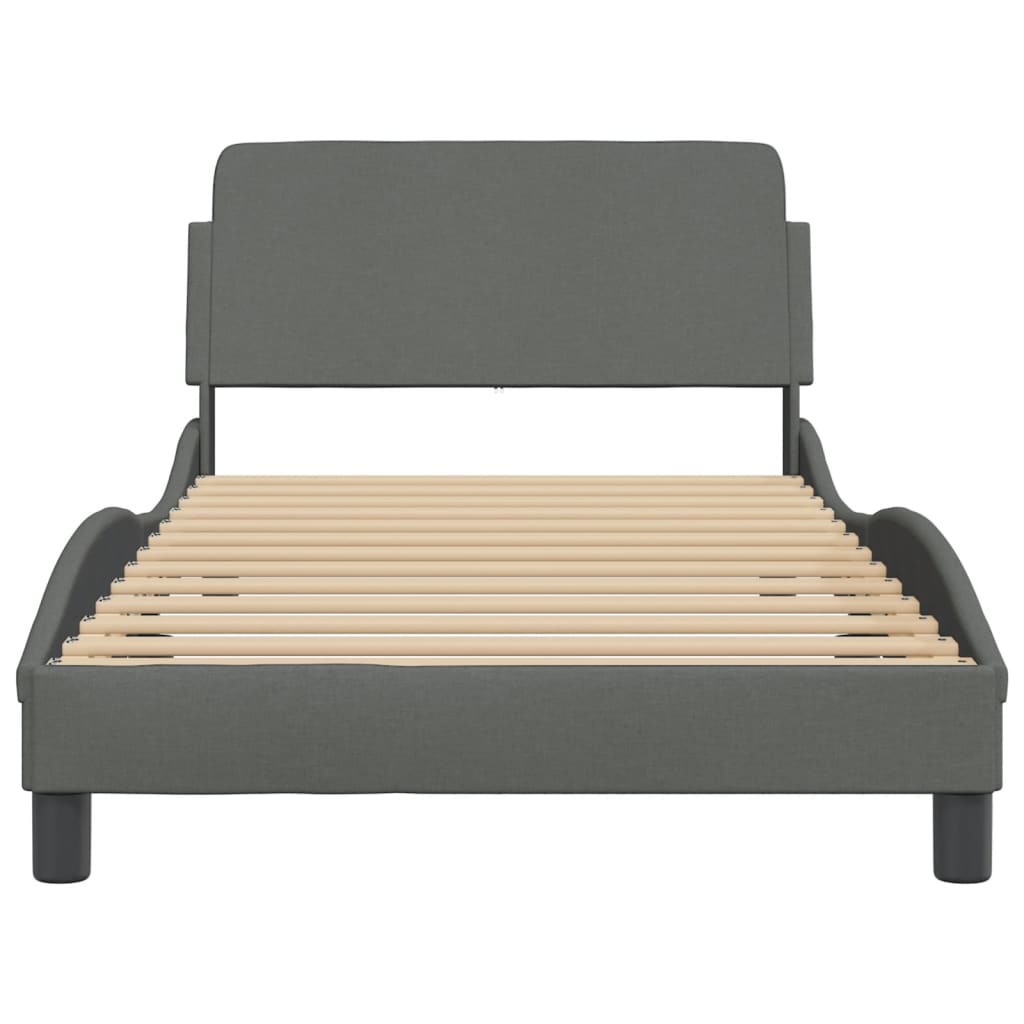 vidaXL Bed Frame with Headboard Dark Gray 39.4"x79.9" Twin XL Fabric-26