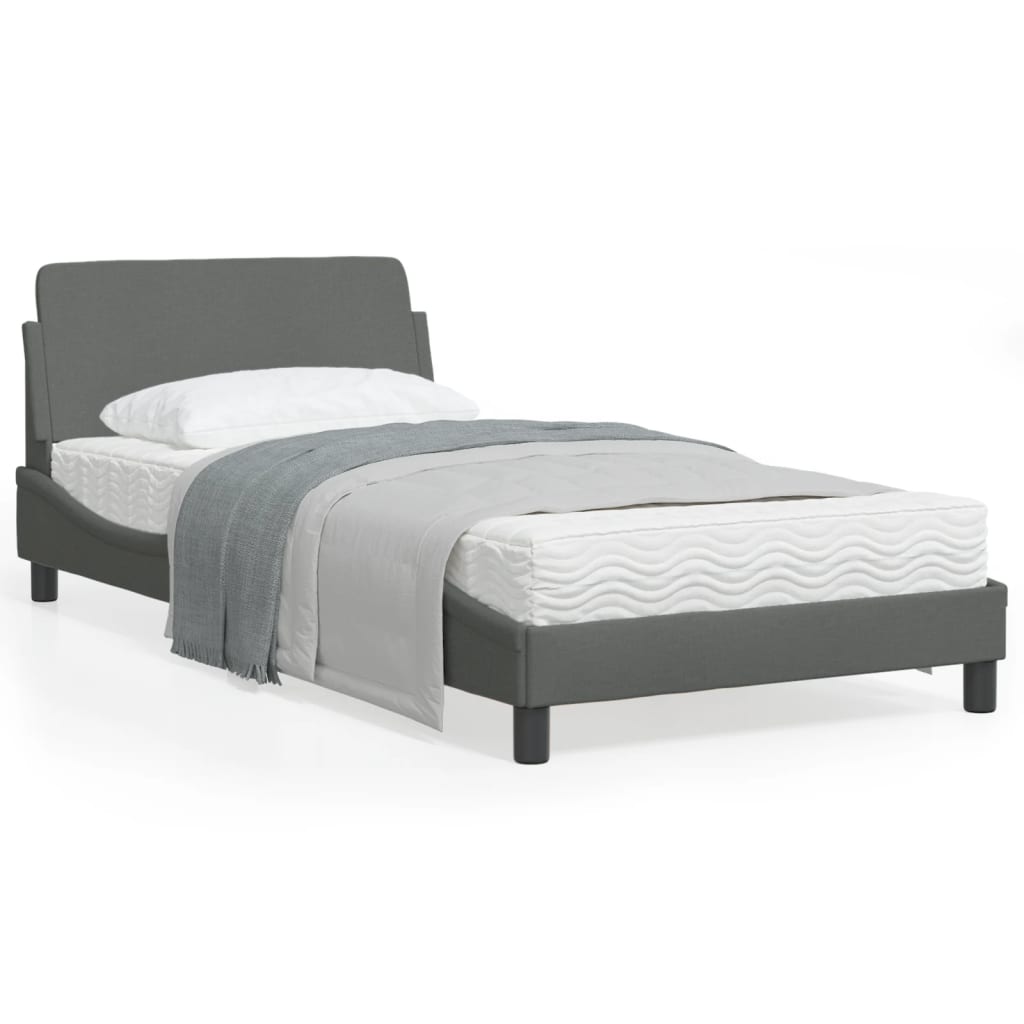 vidaXL Bed Frame with Headboard Dark Gray 39.4"x79.9" Twin XL Fabric-10