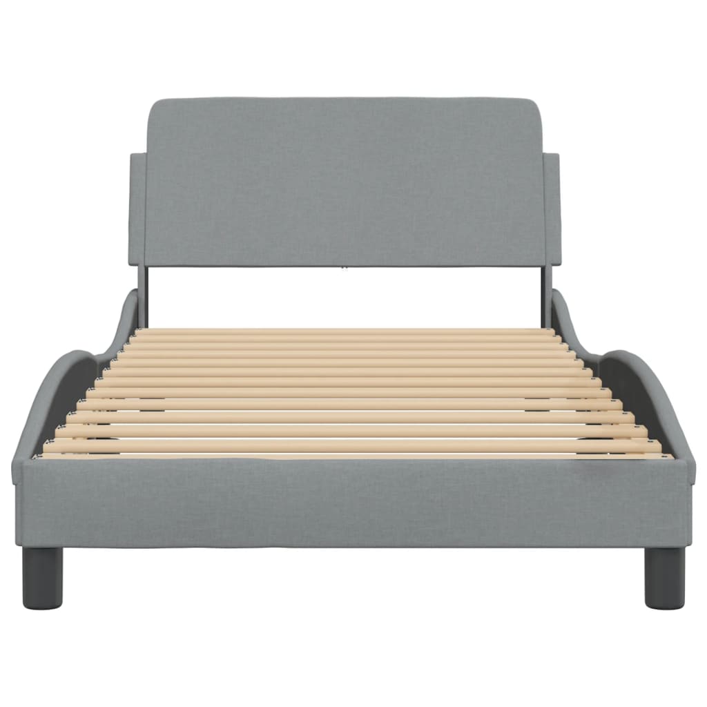 vidaXL Bed Frame with Headboard Dark Gray 39.4"x79.9" Twin XL Fabric-19