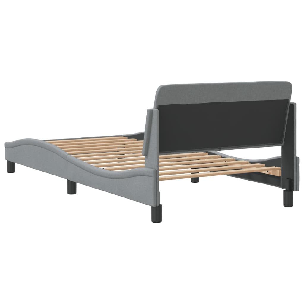 vidaXL Bed Frame with Headboard Dark Gray 39.4"x79.9" Twin XL Fabric-35