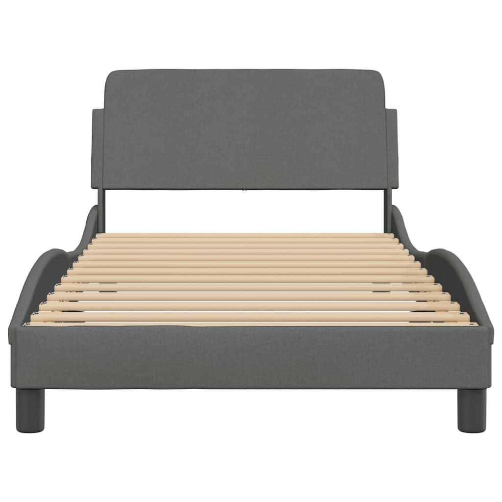 vidaXL Bed Frame with Headboard Dark Gray 39.4"x79.9" Twin XL Fabric-24