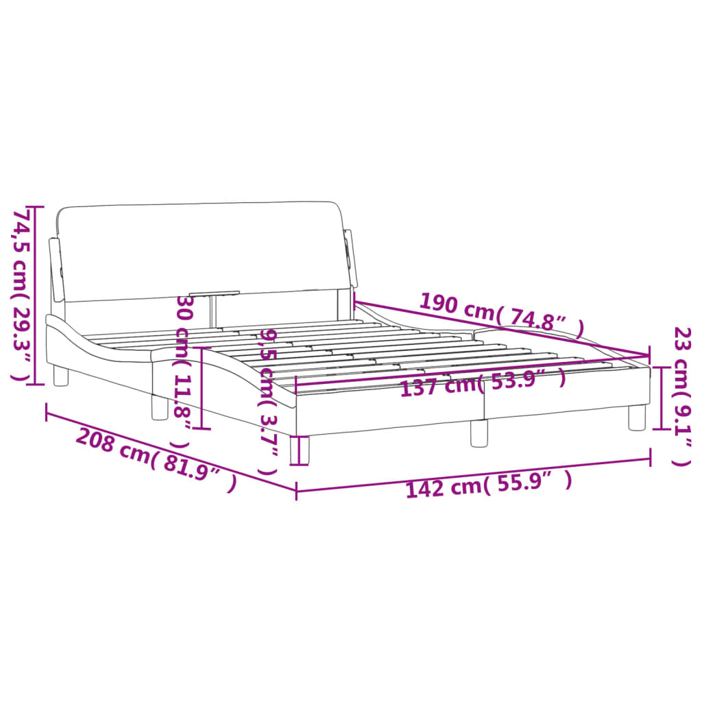 vidaXL Bed Frame with Headboard Dark Gray 39.4"x79.9" Twin XL Fabric-79