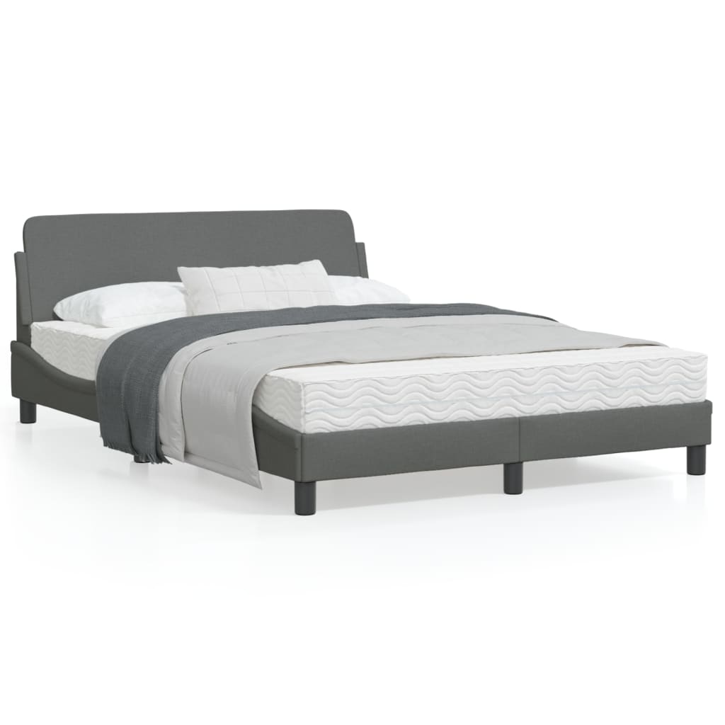 vidaXL Bed Frame with Headboard Dark Gray 39.4"x79.9" Twin XL Fabric-31