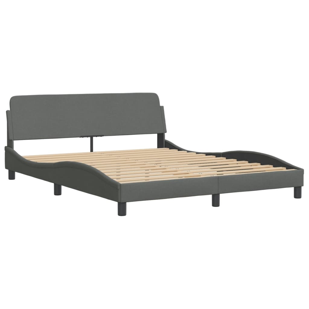 vidaXL Bed Frame with Headboard Dark Gray 39.4"x79.9" Twin XL Fabric-52