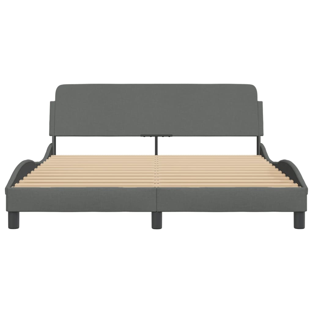 vidaXL Bed Frame with Headboard Dark Gray 39.4"x79.9" Twin XL Fabric-76