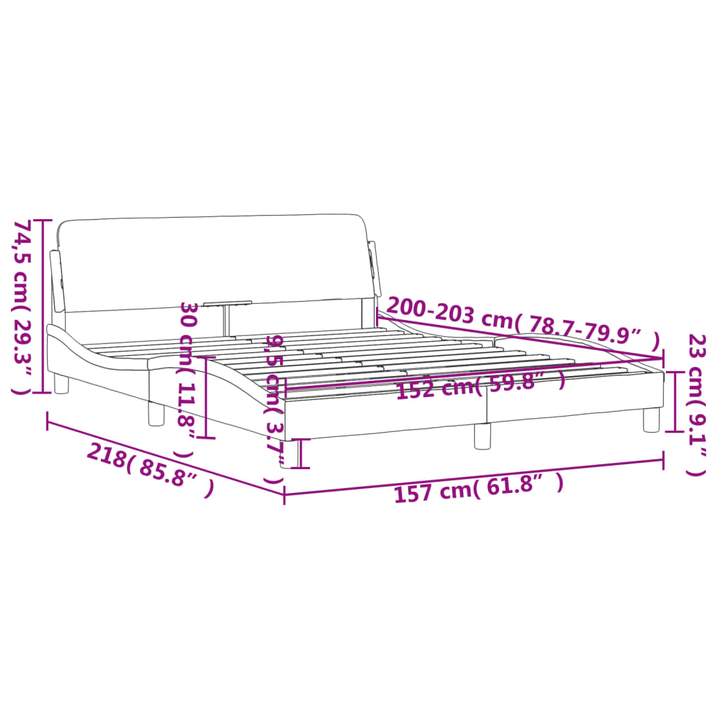 vidaXL Bed Frame with Headboard Dark Gray 39.4"x79.9" Twin XL Fabric-25