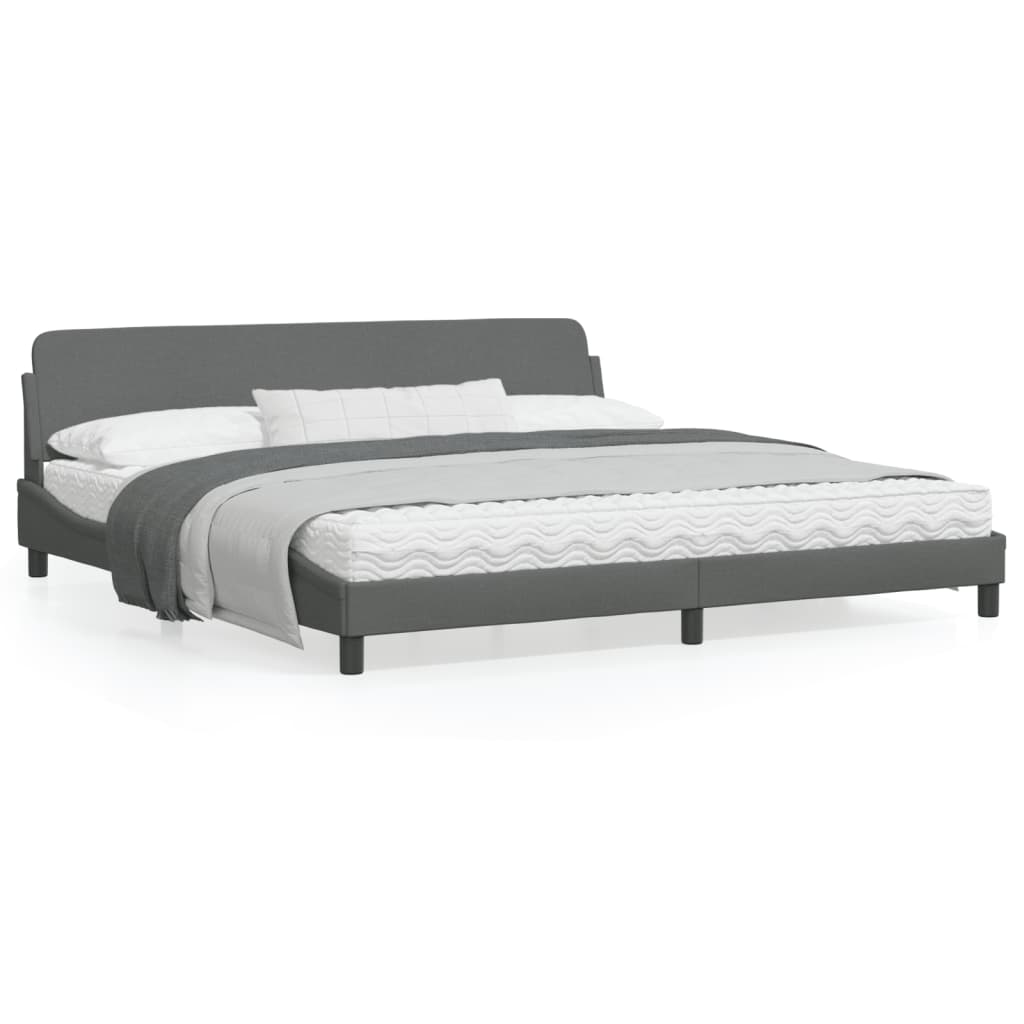 vidaXL Bed Frame with Headboard Dark Gray 39.4"x79.9" Twin XL Fabric-72