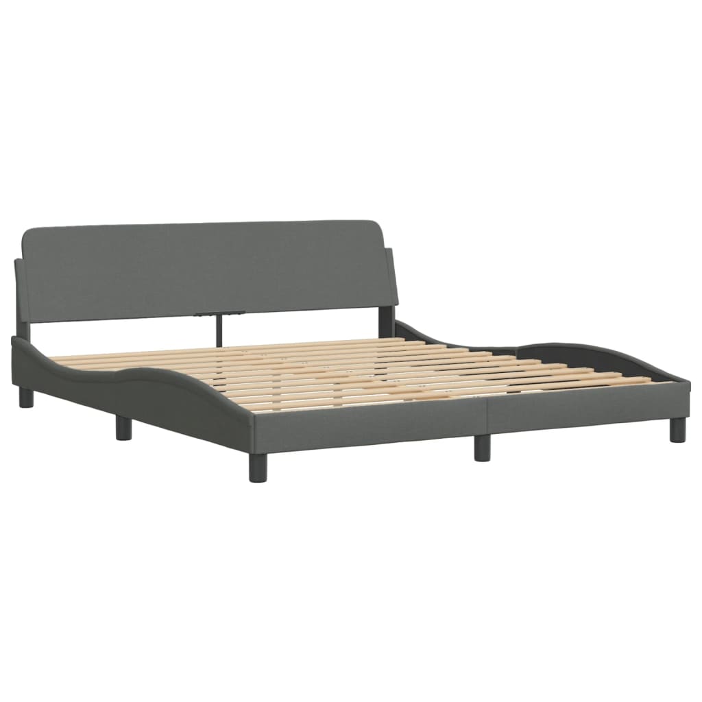 vidaXL Bed Frame with Headboard Dark Gray 39.4"x79.9" Twin XL Fabric-33